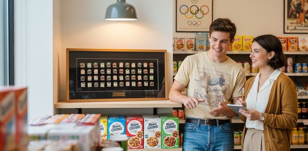 Vintage Framed Rainbow Foods 48 Commemorative Pins Set US Olympic Festival 1990